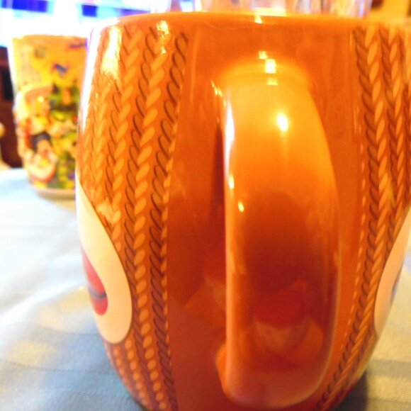 SOCK MONKEY DOUBLE HANDLE HOT CHOCOLATE MUG / COFFEE CUP - Picture 6 of 6